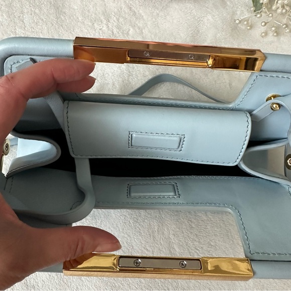 DeMellier Mini Seville Bag in Sky Blue Leather Clutch Shoulder Bag - Picture 5 of 14